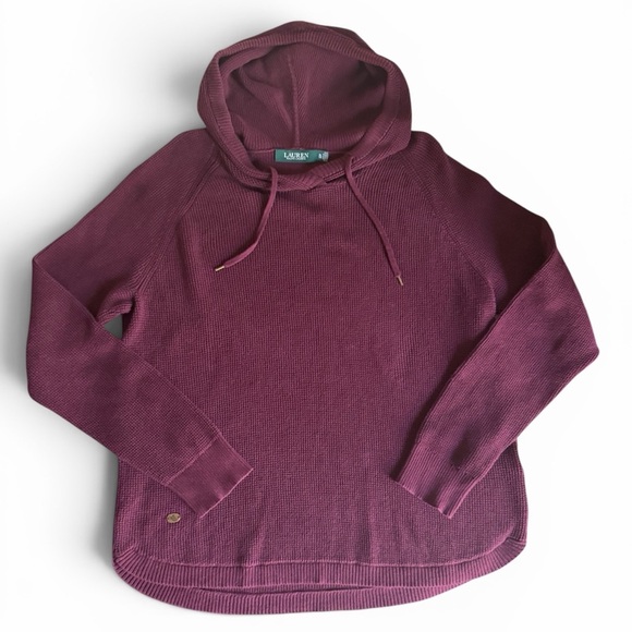 Ralph Lauren Sweaters - Ralph by Ralph Lauren Merlot Hooded Waffle Knit Sweater 100% Cotton Classic
